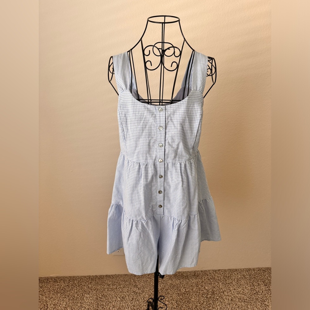 She & Sky Blue and White Romper